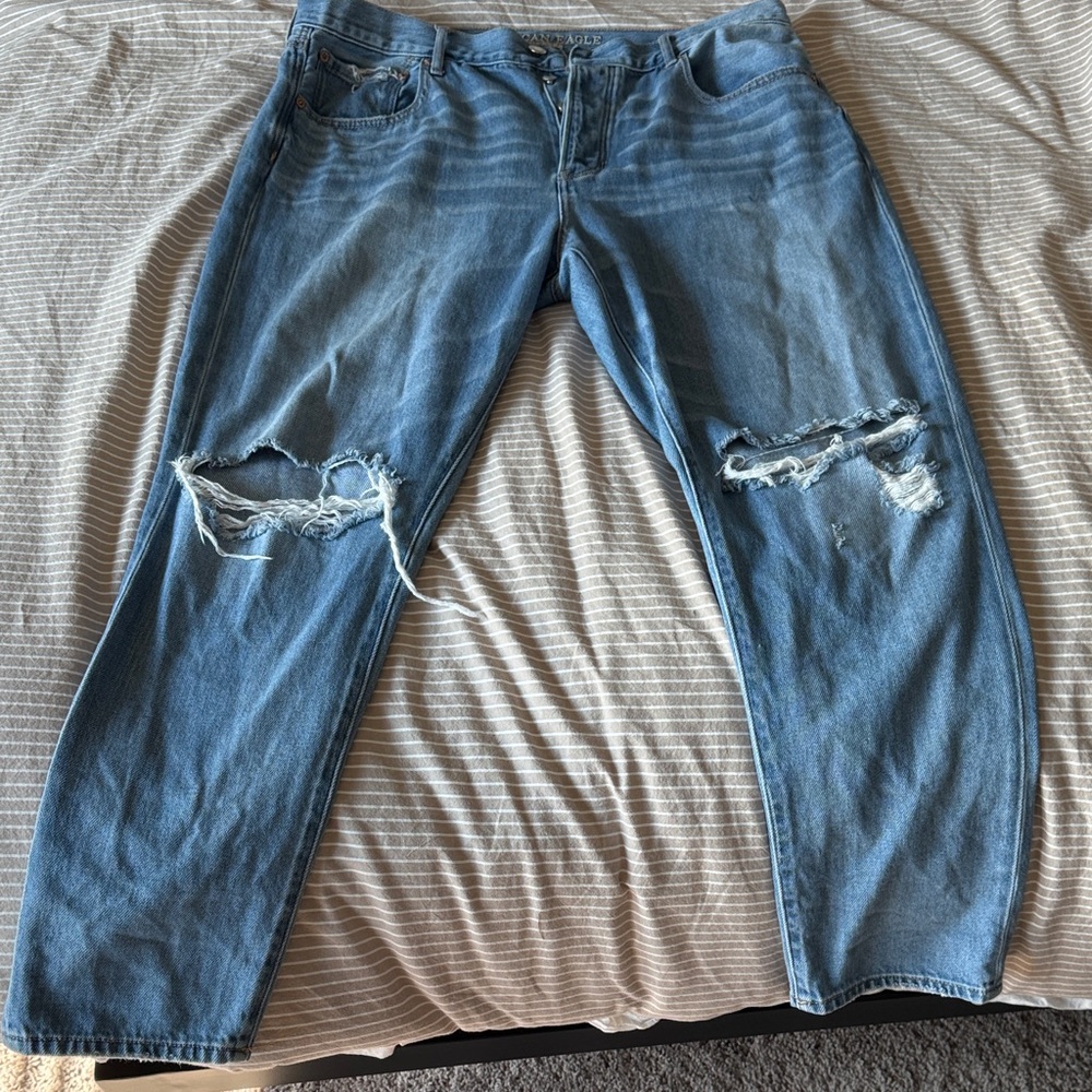American Eagle Outfitters Ripped Blue Boyfriend Jeans
